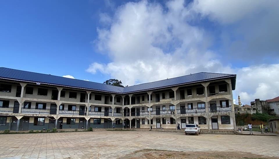 The two-storey classroom block of Daffodils International School, Wassa Simpa