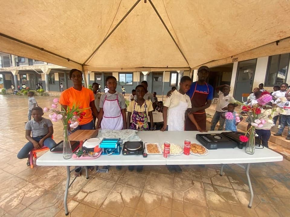 Pupils cooking at the inter-house cooking competition